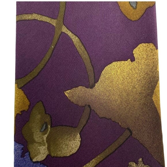 EDSOR KRONEN Mens Necktie Luxury Silk Tie Purple Watercolor Leaf Print - Picture 6 of 6